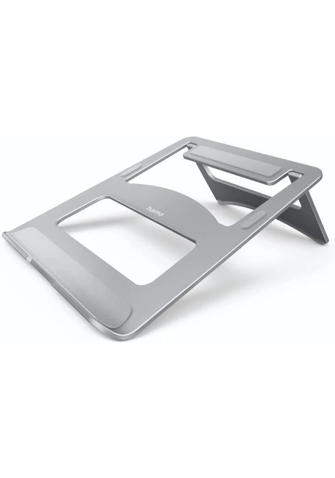 هاما حامل كمبيوتر محمول من الألومنيوم لأجهزة يصل طولها إلى 39 سم (15.4 بوصة)، ارتفاع 7 سم، غير قابل للانزلاق، قابل للطي، تهوية مثالية للكمبيوتر المحمول، حامل دفتر ملاحظات، فضي - Image 1