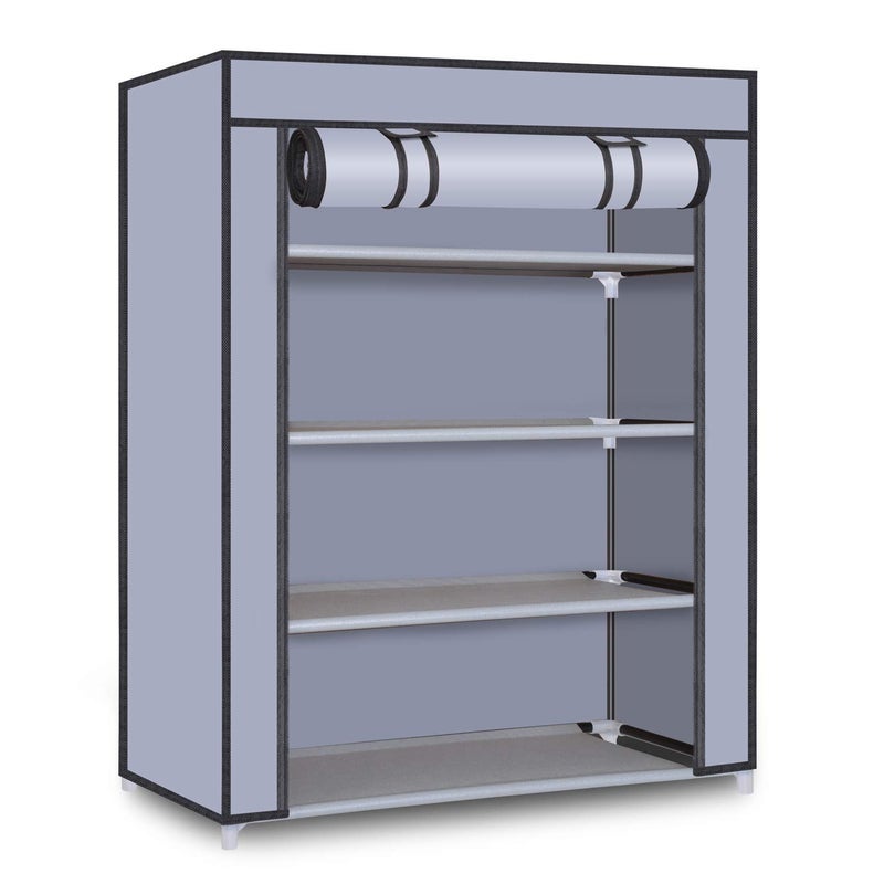 Ebee Store Plastic Collapsible Shoe Stand (Grey, 4 Shelves) - Image 5