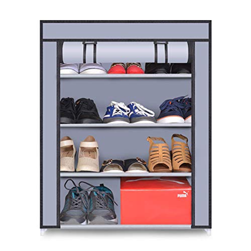 Ebee Store Plastic Collapsible Shoe Stand (Grey, 4 Shelves) - Image 3