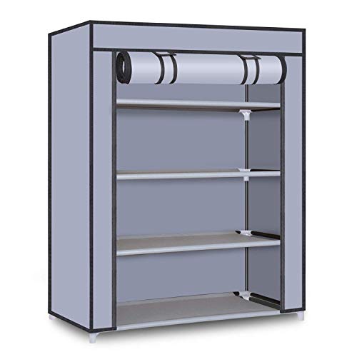 Ebee Store Plastic Collapsible Shoe Stand (Grey, 4 Shelves) - Image 1