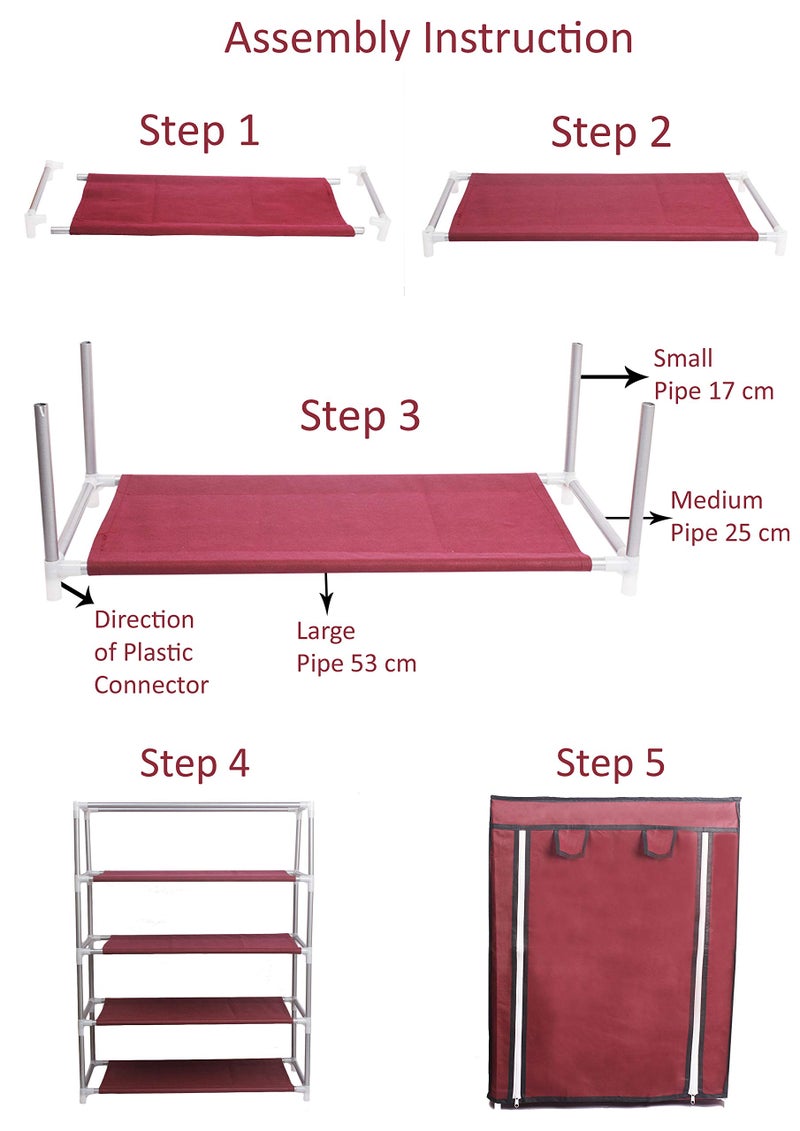 Ebee Store Plastic Collapsible Shoe Stand (Grey, 4 Shelves) - Image 2
