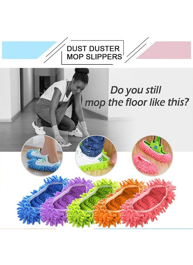 Generic - 5 Pairs (10Pcs) Mop Slippers Shoes, Microfiber Cleaning House Mop Slippers, Floor Cleaning Tools, Shoe Cover, Soft Washable Reusable Microfiber Foot Socks - Image 1