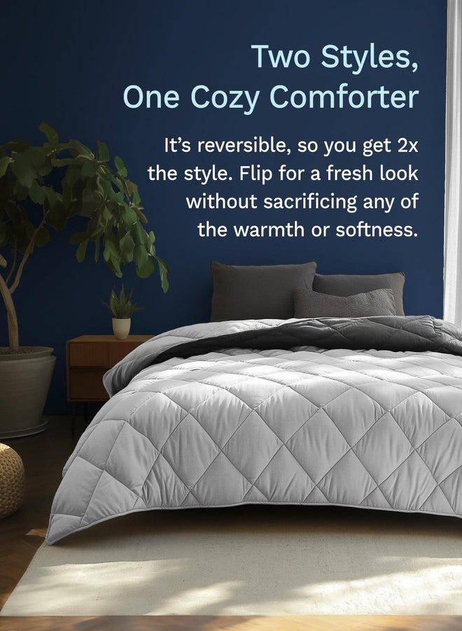 ViscoSoft All Seasons Twin/Twin XL Down Alternative Reversible Quilted Comforter - Breathable Twin Extra Long Premium Soft Microfiber, Gray - Image 2