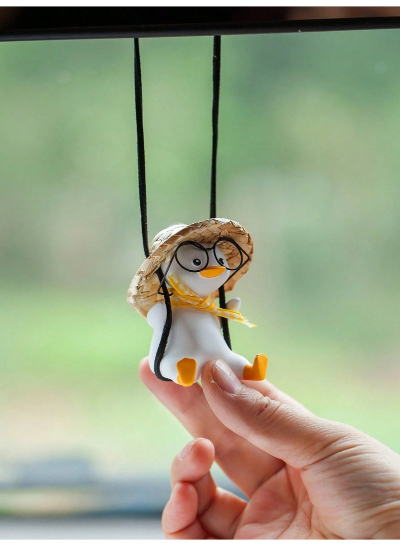 Cute Car Decoration Accessory Cartoon Penguin with Hat and Glasses - Image 1