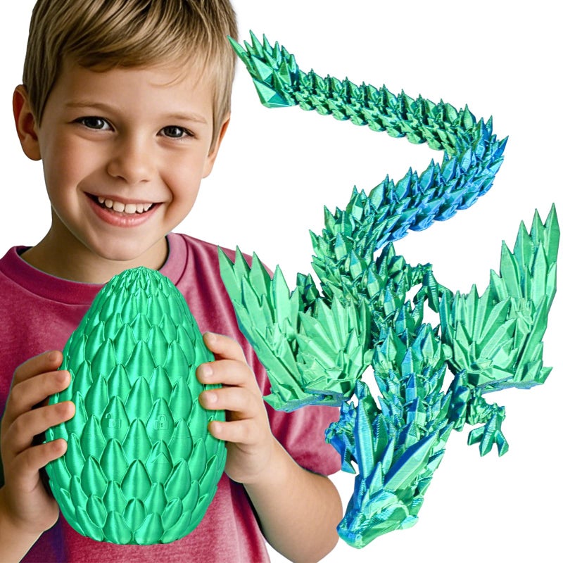 Olee Odee 3D Printed Dragon Eggs with Articulated Fly Dragon Inside Collectible Figurines Fidget Toy for Adults Kids Birthday Easter Christmas White Elephant Gifts for Friends ColleaguesSilk Green L size - Image 3