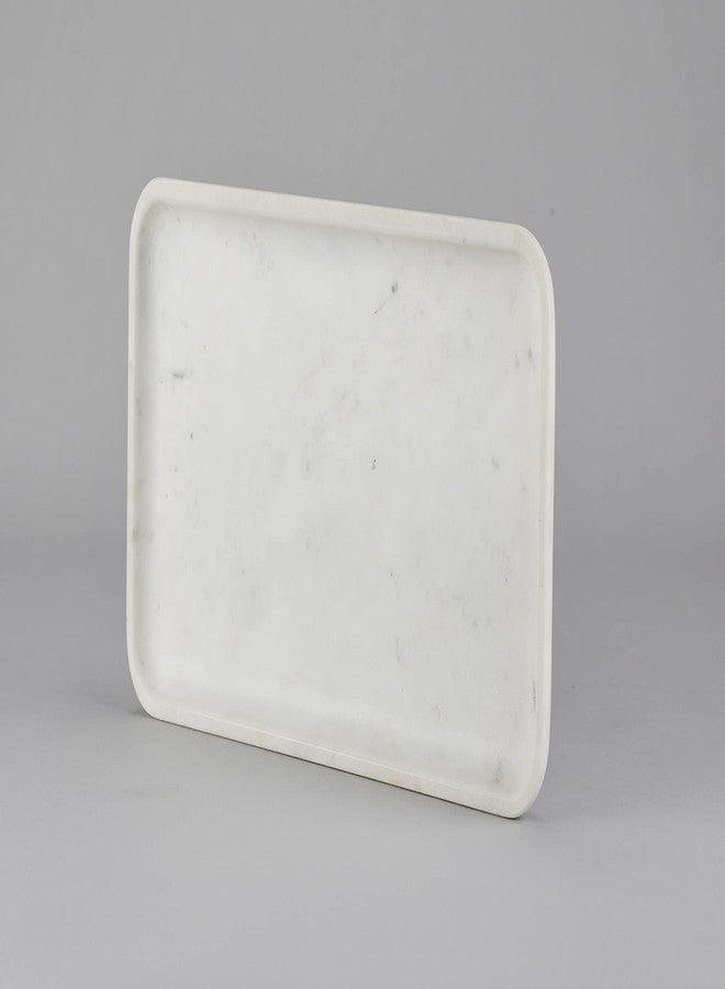 Stone Essential صينية مستطيلة من الرخام الأبيض الأساسي للحمام والمطبخ وزينة طاولة الطعام والهدايا (صينية تجميل، مستطيلة) - Image 3
