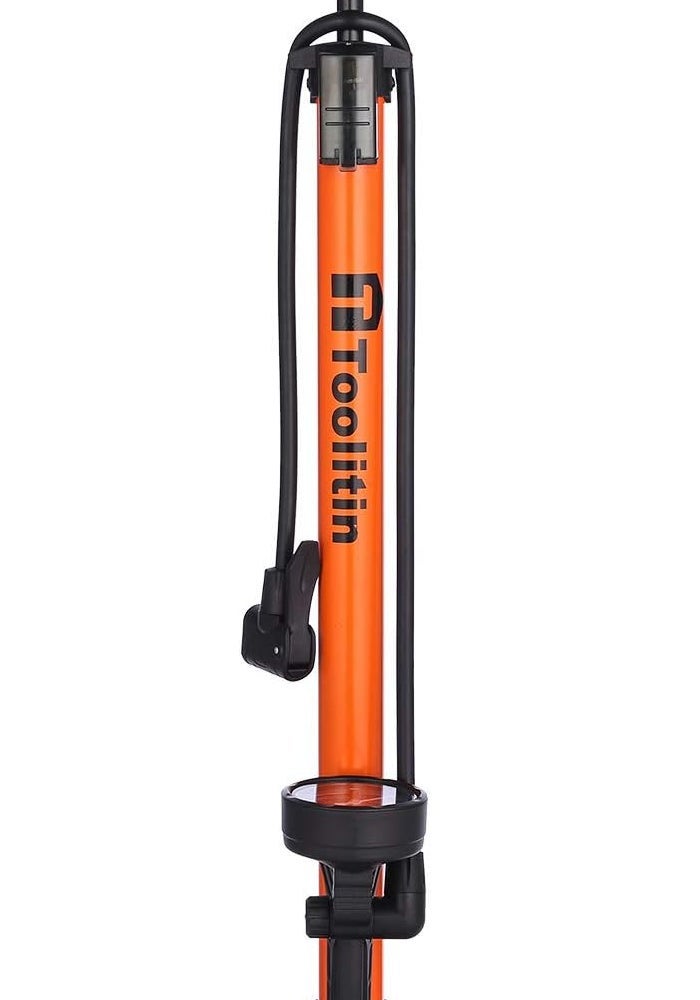 TOOLITIN Floor Bike Pump with Gauge, 160 PSI High Pressure, Compatible with Presta and Schrader Valves - Image 1