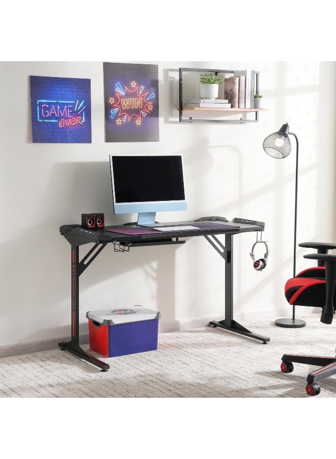 Pan Home Oki Gaming Desk With Rgb Light - Black - Image 2