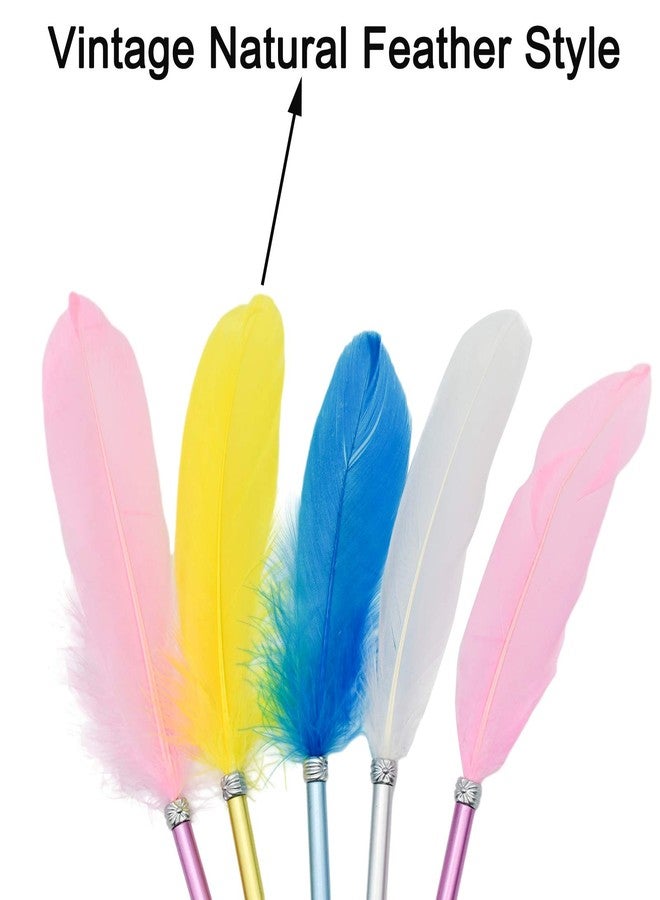 Maydahui 24 PCS Natural Goose Feather Rollerball Pen Fashion Cute Kawaii Pens Black Gel Ink Pens for Student Girls - Image 3