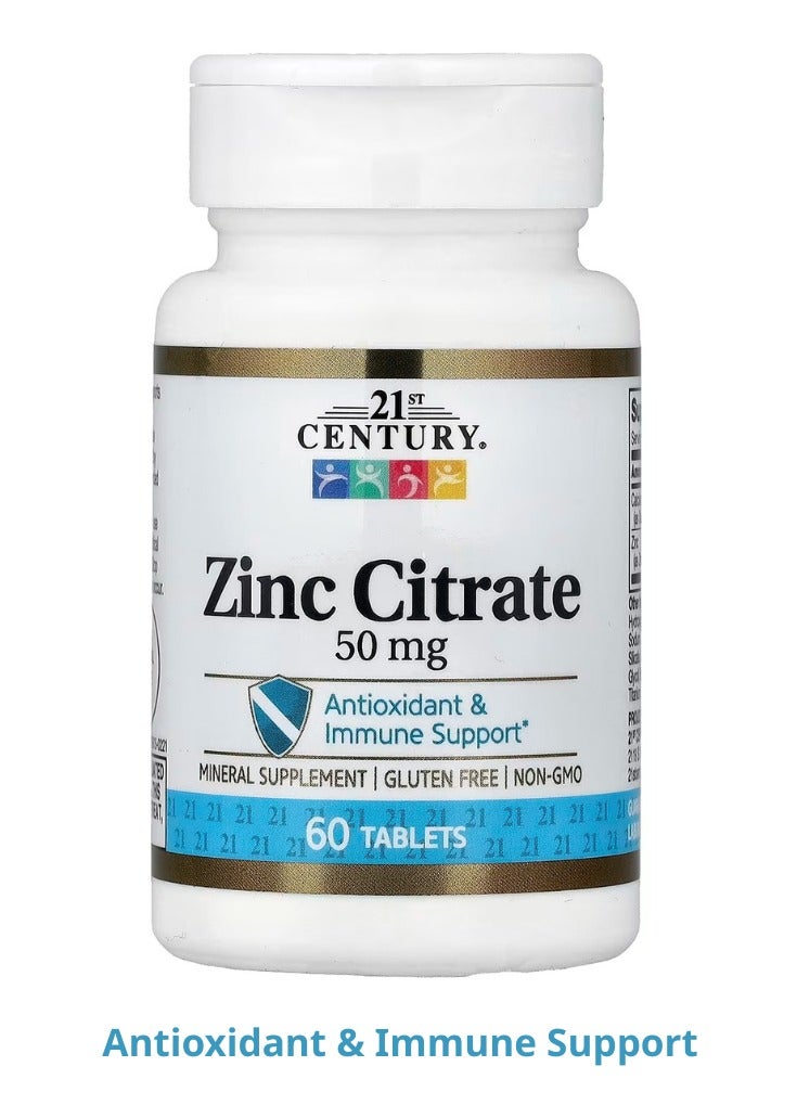 21st Century Zinc Citrate 50 mg 60 Tablets - Image 1