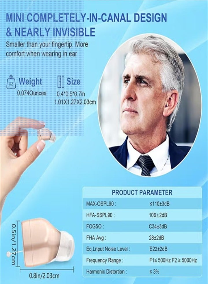 Hearing Aids, Invisible Magnetic Assistive Listening Devices, Contact Charging Box with LED Power Display (Black) - Image 2