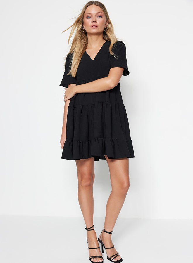 trendyol Black Wide Cut Mini Woven Dress TWOSS20EL0400 - Image 2