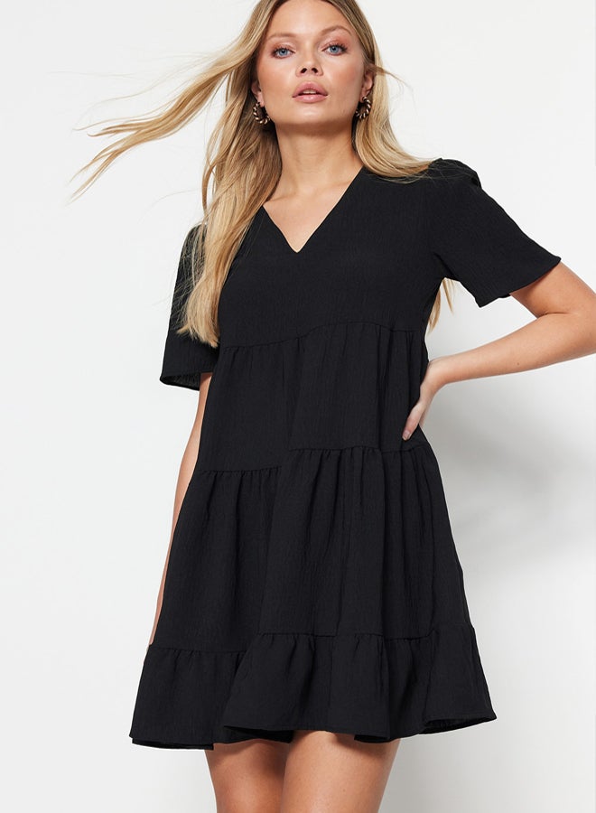 trendyol Black Wide Cut Mini Woven Dress TWOSS20EL0400 - Image 3