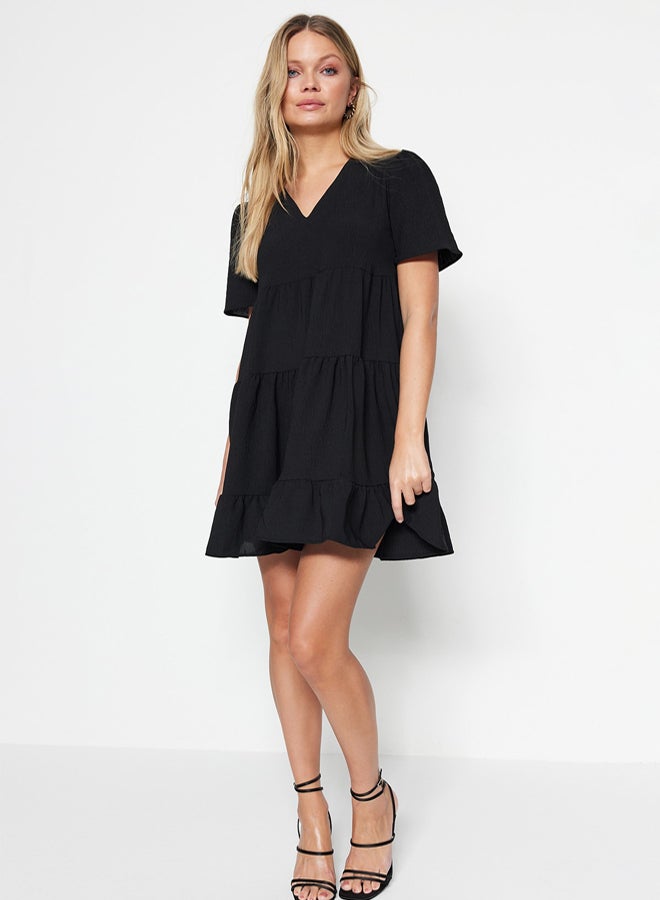 trendyol Black Wide Cut Mini Woven Dress TWOSS20EL0400 - Image 1