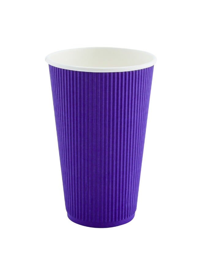 Restaurantware Restaurantware 16 Ounce Ripple Wall Disposable Coffee Cups, 500 Insulated Royal Purple Paper Tumblers with Rolled Rim Design, Lids Sold Separately for Hot Drinks like Tea and More  - Image 1