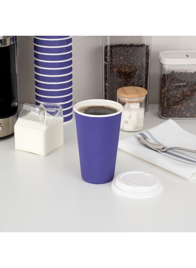 Restaurantware Restaurantware 16 Ounce Ripple Wall Disposable Coffee Cups, 500 Insulated Royal Purple Paper Tumblers with Rolled Rim Design, Lids Sold Separately for Hot Drinks like Tea and More  - Image 4