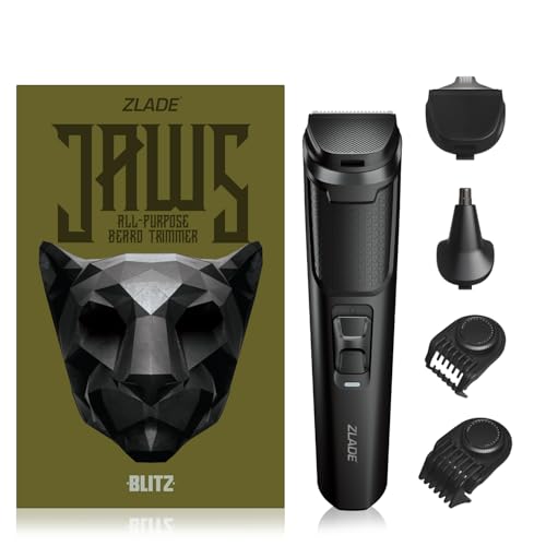 Zlade Jaws Blitz All in One Beard Trimmer for Men, Fast Charging with USB C , 40 Length Settings, 0.5mm to 20mm, 90 mins runtime, Charging Indicator, Self Sharpening, Detachable Washable Blades, 6 in 1 Trimmer with Beard, Nose and Precision Blade - Image 1