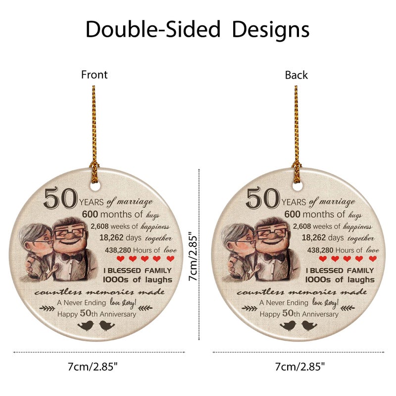 HiStock Valentines Day 50th Decoration Ornaments for Tree Wedding for Her Couple Him Grandparents Women Men Husband Wife Parents Gift - Image 2