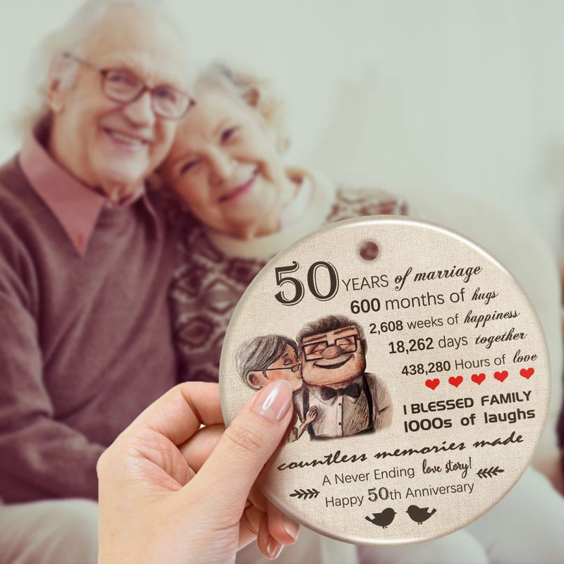 HiStock Valentines Day 50th Decoration Ornaments for Tree Wedding for Her Couple Him Grandparents Women Men Husband Wife Parents Gift - Image 5