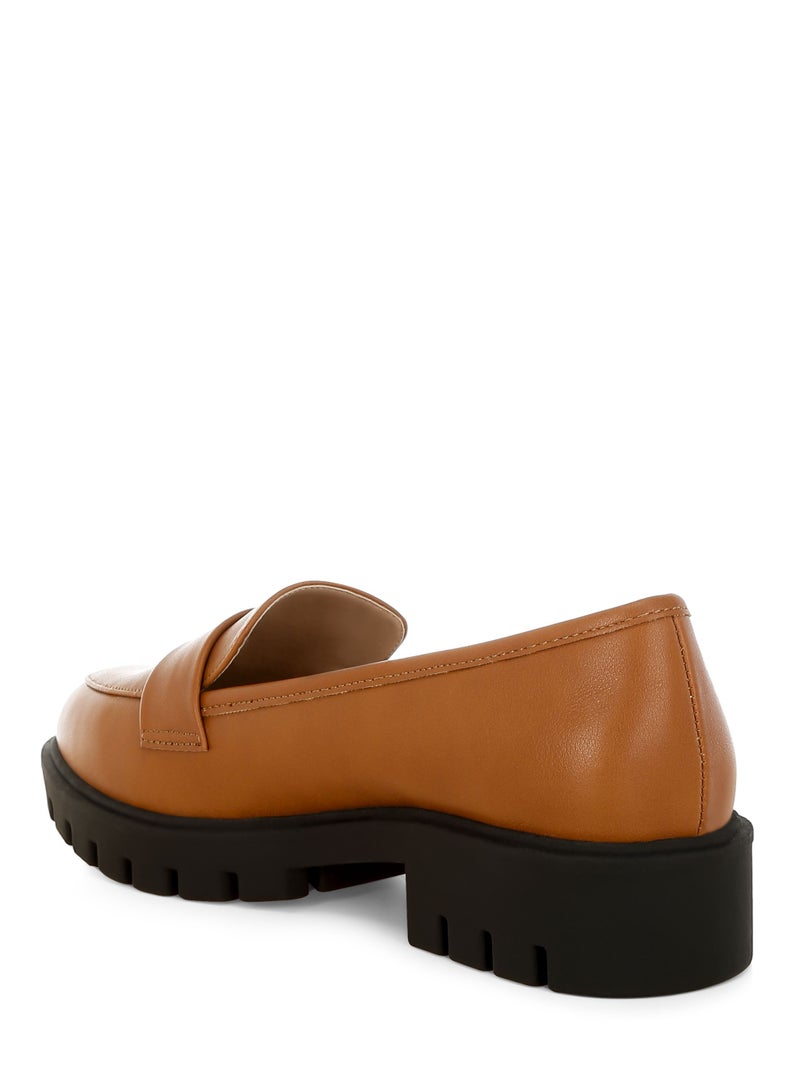 London Rag Women's Faux Leather Chunky Loafers in Tan - Image 3