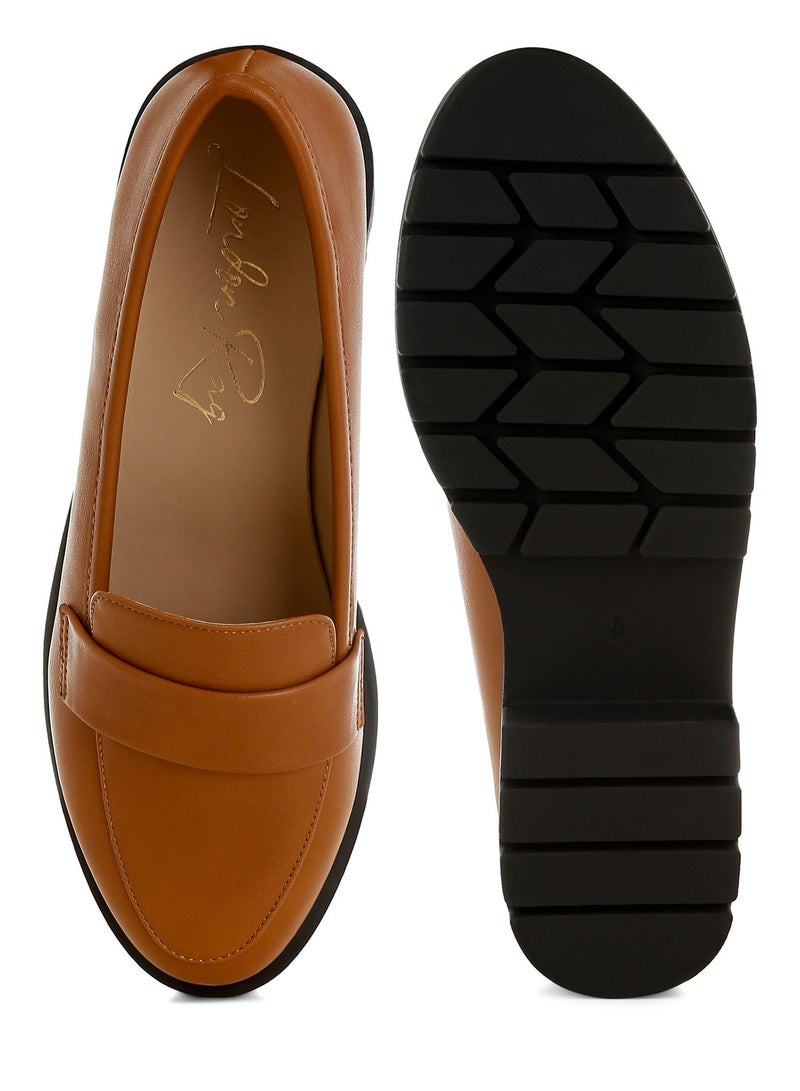 London Rag Women's Faux Leather Chunky Loafers in Tan - Image 5