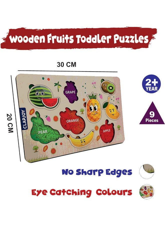Clapjoy Wooden Learning Educational Board for Kids, Puzzle Toys for 2 Years Old Boys & Girls (Fruit & Animal) - Image 2
