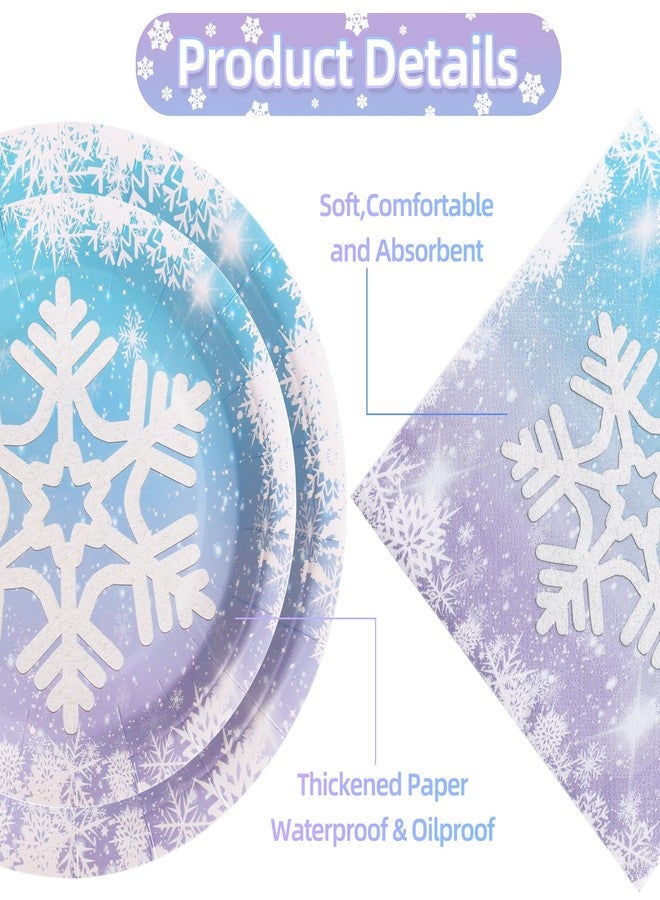 LOOWVY 175PCS Snowflake Frozen Birthday Party Supplies, Winter Frozen Plates and Napkins Sets, Disposable Frozen Paper Plates for Birthday Holiday Princess Theme Party Decorations, Serves 25 - Image 3