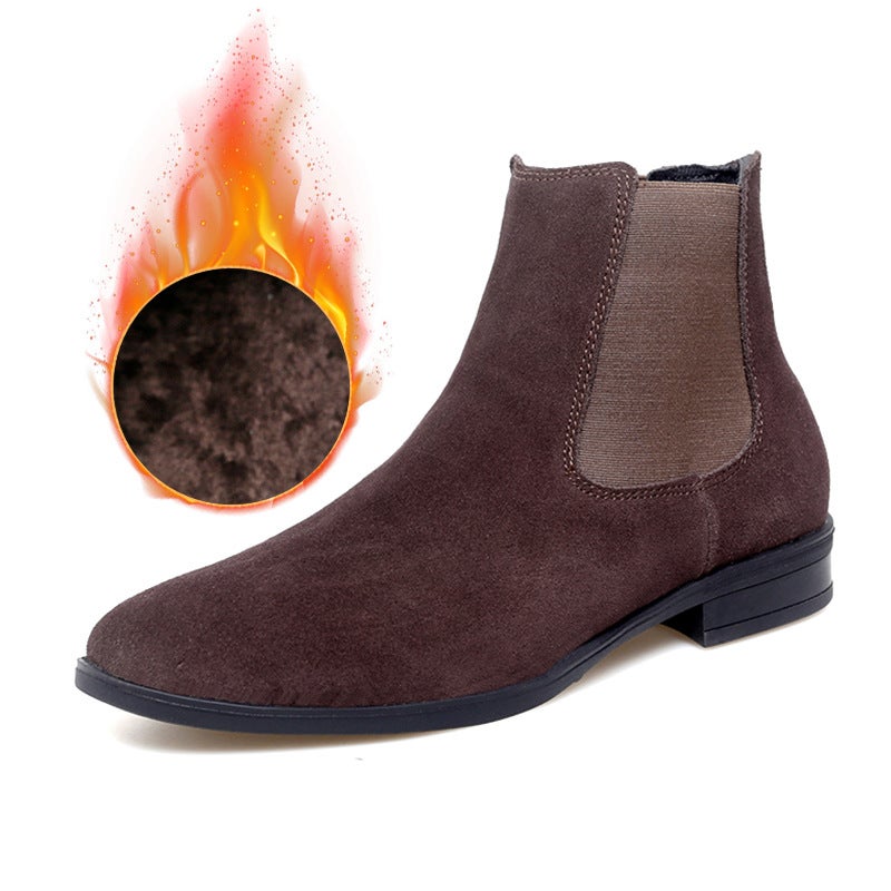 Men'S And Women'S Leather Boots, Pointed-Toe Boots, Large Size Couple'S Chelsea Boots, High-Top Martin Boots, Suede Genuine Leather Men'S Leather Boots - Image 4