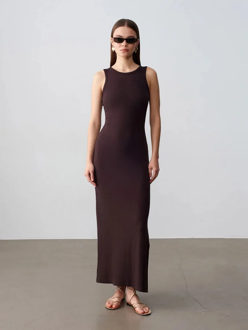 Dilvin DILVIN Ribbed Sleeveless Bodycon Maxi Dress