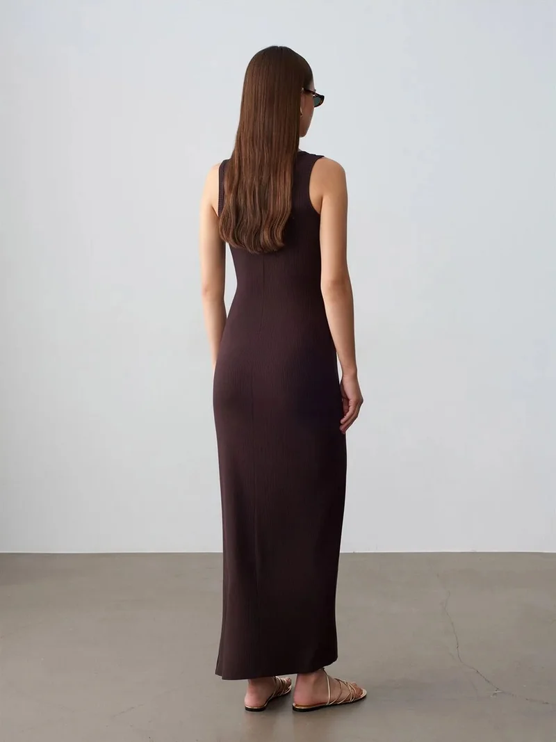 Dilvin DILVIN Ribbed Sleeveless Bodycon Maxi Dress