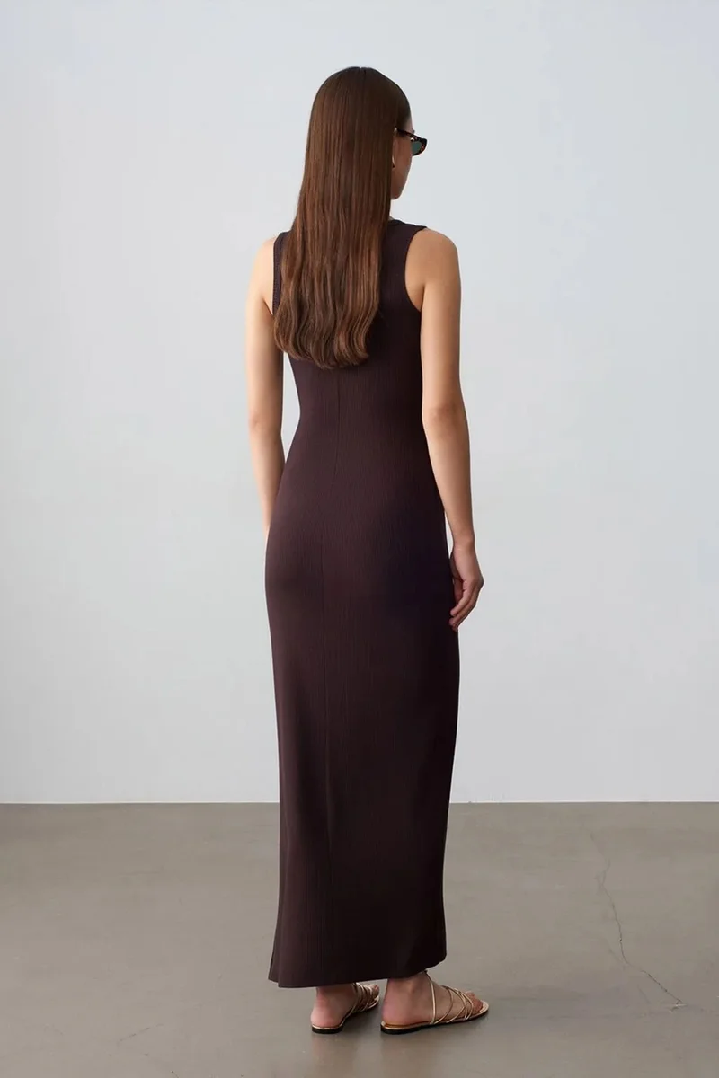 ديلفين DILVIN Ribbed Sleeveless Bodycon Maxi Dress