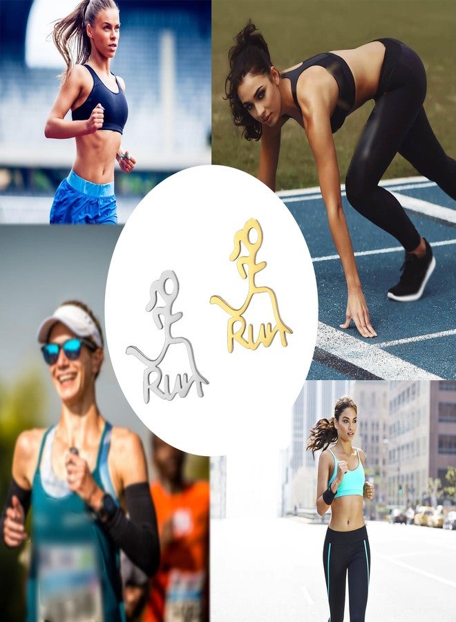 فاساغو أقراط متدلية أنيقة للعداءات، هدية مثالية لعداءات الماراثون، أقراط رياضية حلقية من الفولاذ المقاوم للصدأ، هدية مجوهرات للجري (أقراط حلقية ذهبية للعداءات). - Image 5