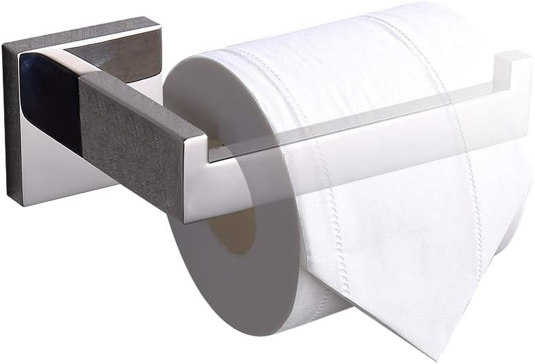 TASTOS Polished Chrome Toilet Paper Holder SUS304 Stainless Steel, Modern Square Half Open Bathroom 5 inch TP Holder Wall Mount Rustfree Tissue Roll Dispenser for Washroom Kitchen 2 Pack - Image 2