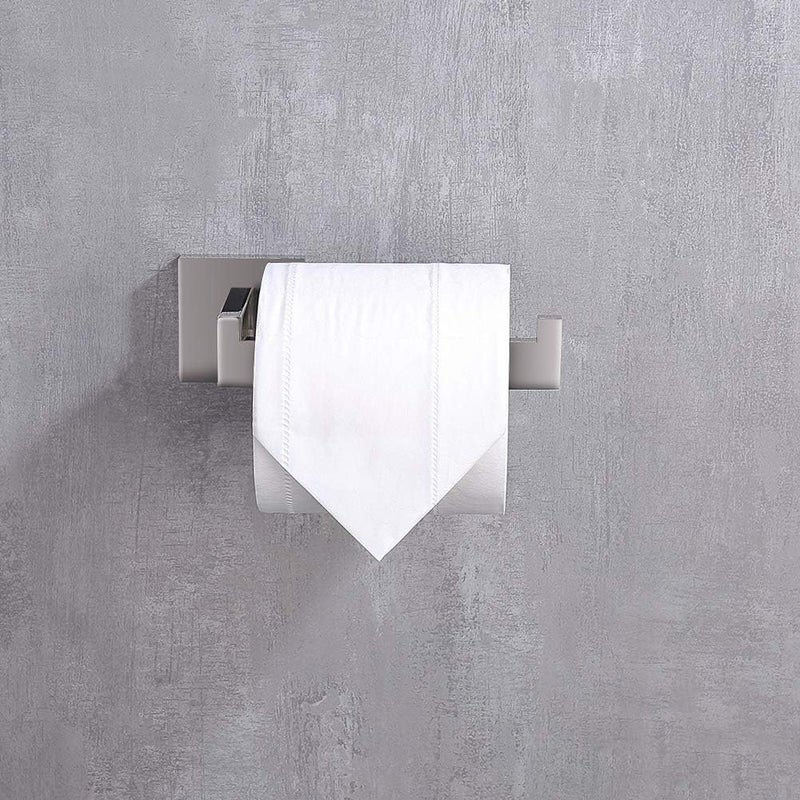 TASTOS Polished Chrome Toilet Paper Holder SUS304 Stainless Steel, Modern Square Half Open Bathroom 5 inch TP Holder Wall Mount Rustfree Tissue Roll Dispenser for Washroom Kitchen 2 Pack - Image 3
