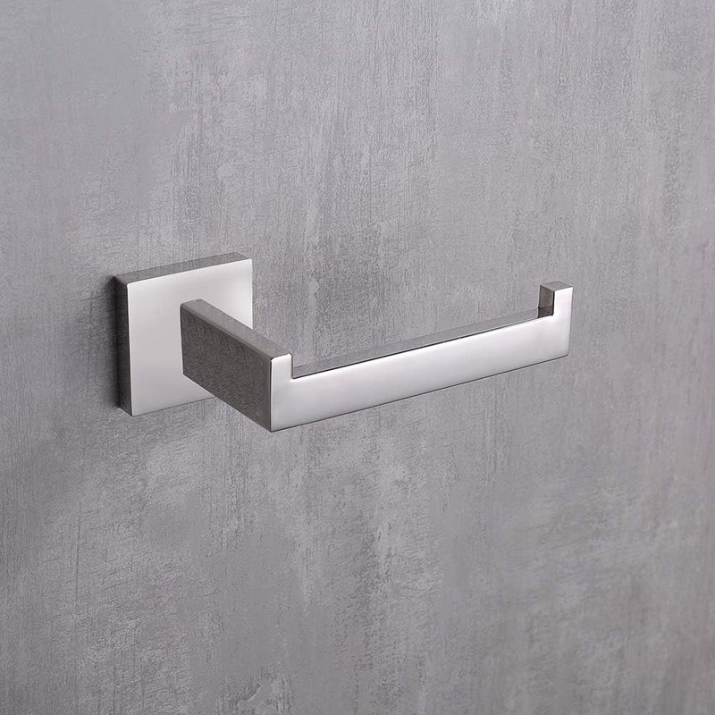 TASTOS Polished Chrome Toilet Paper Holder SUS304 Stainless Steel, Modern Square Half Open Bathroom 5 inch TP Holder Wall Mount Rustfree Tissue Roll Dispenser for Washroom Kitchen 2 Pack - Image 5