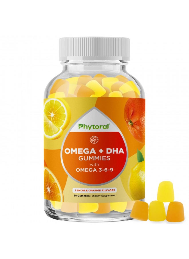 Phytoral DHA Omega 3 Gummies for Adults - Delicious Vegetarian Omega 3 Supplement and Natural Gummy Vitamin with Plant Based Omega 3 6 9 - Chia Seed Based EPA DHA Omega 3 Supplement with Essential Fatty Acids  - Image 1