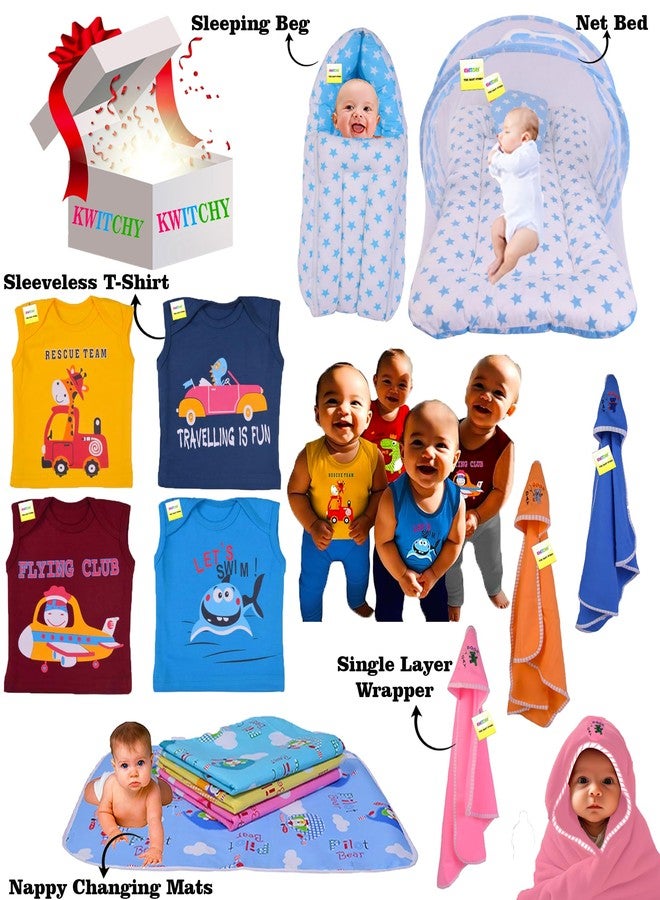 Kwitchy New Born Baby All in One Gift Pack Daily Essential Items Combo (0-6 Months) Blue - Image 2
