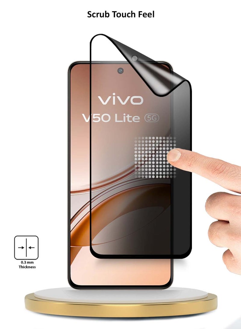 Wtech vivo V50 Lite 4G 2025 Premium Nano Ceramic Privacy Full Glue Full Cover Matte Flexible Screen Protector (MSCNMP) - Clear/Black - Image 3