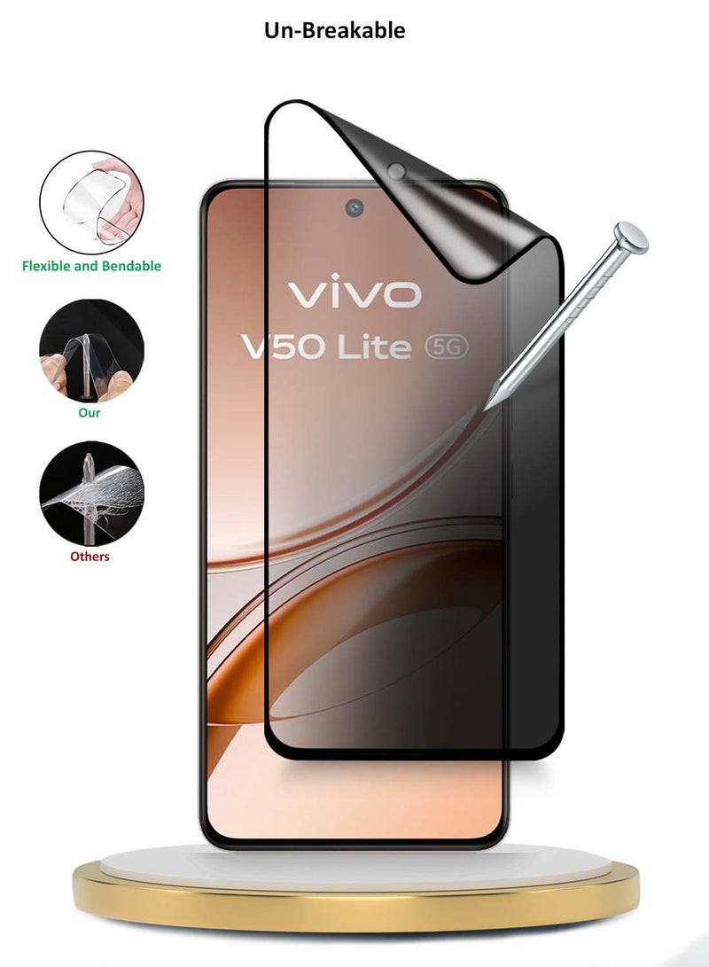 Wtech vivo V50 Lite 4G 2025 Premium Nano Ceramic Privacy Full Glue Full Cover Matte Flexible Screen Protector (MSCNMP) - Clear/Black - Image 4