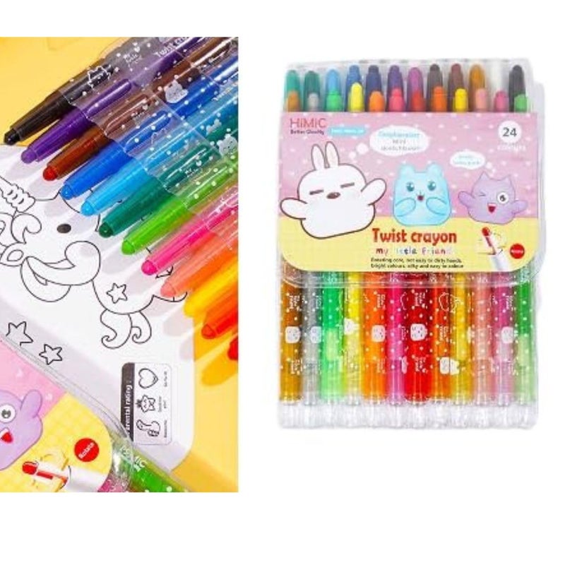 PROBABE 24 Piece Twist Crayon Marker Pen Set for Kids – Smooth, Vibrant, Non-Toxic, Easy Grip, Washable, Cute Animal Design School Art Supplies, and Gifting – Safe for Toddlers and Children - Image 1