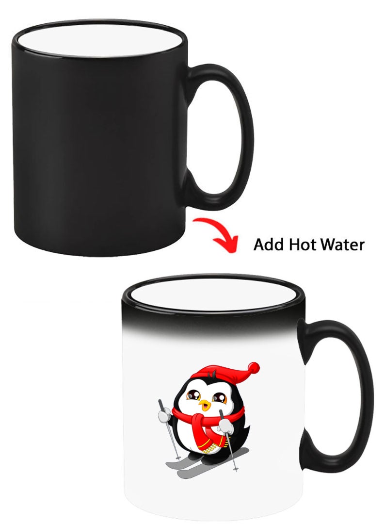 Theodor Color Changing Heat Sensitive Ceramic Mug, Image Revealed When HOT Liquid is Added! skating penguin - Image 1