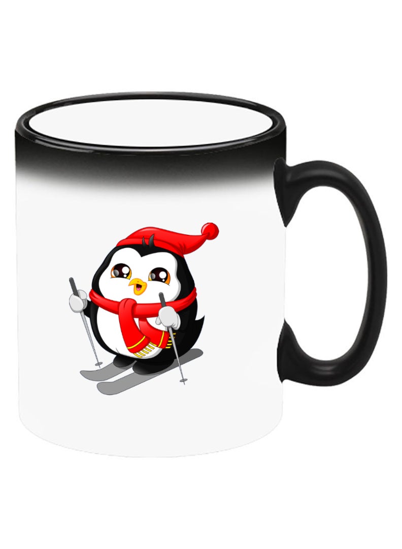 Theodor Color Changing Heat Sensitive Ceramic Mug, Image Revealed When HOT Liquid is Added! skating penguin - Image 2