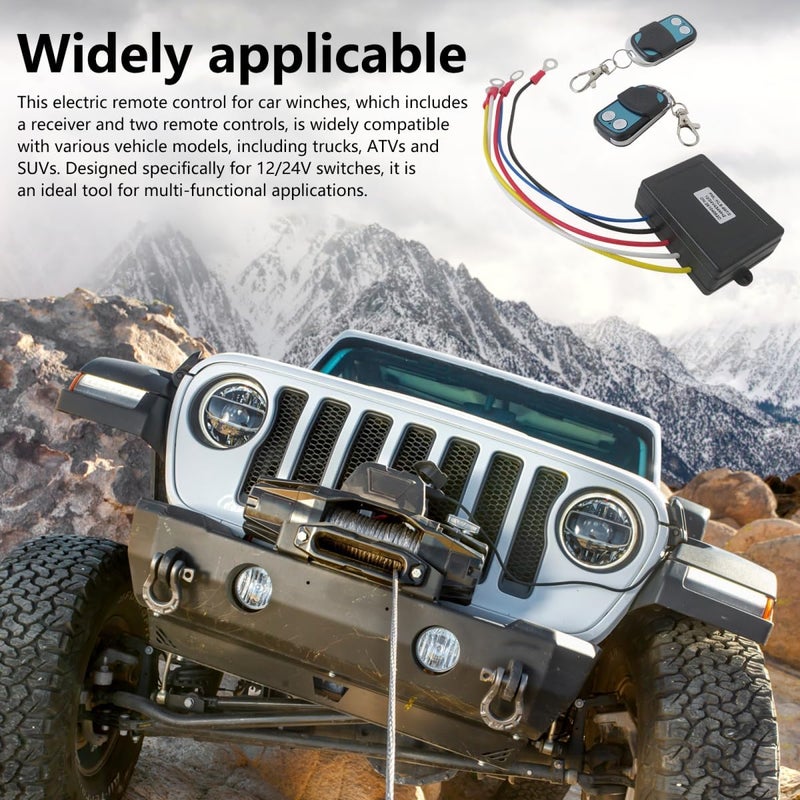Waterproof Wireless Winch Remote Control Kit - 12V/24V Universal Handset Fit for Car, Fit for Champion: 20051, 20249, 30045.30145 - Image 4