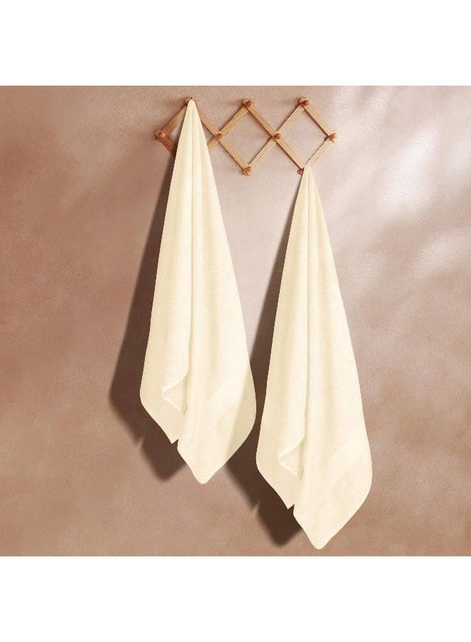 GLAMBURG Premium Cotton Oversized 2 Pack Bath Sheet 35x70-100% Pure Cotton - Ideal for Everyday use - Ultra Soft & Highly Absorbent - Machine Washable - Ivory - Image 3