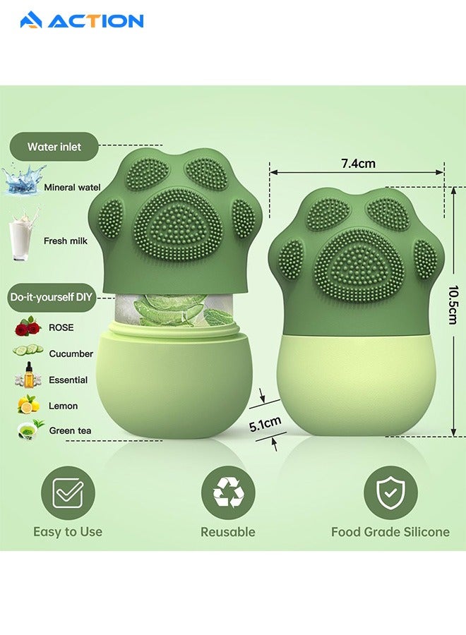 ACTION Upgrade 2 in 1 New Cat Paw Shape Ice Roller For Face, Beauty Facial Massage and Washing, Acne Puffiness Relief, Skin Care Tools for Eye Wrinkles, Glow Cube for Face,Facial Ice Pack(Green)  - Image 3
