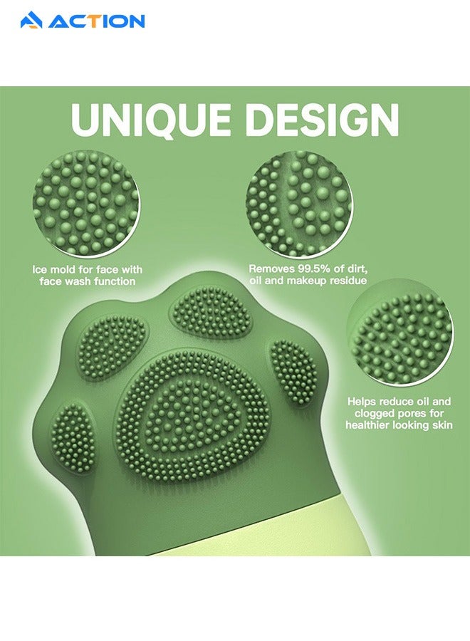 ACTION Upgrade 2 in 1 New Cat Paw Shape Ice Roller For Face, Beauty Facial Massage and Washing, Acne Puffiness Relief, Skin Care Tools for Eye Wrinkles, Glow Cube for Face,Facial Ice Pack(Green)  - Image 4