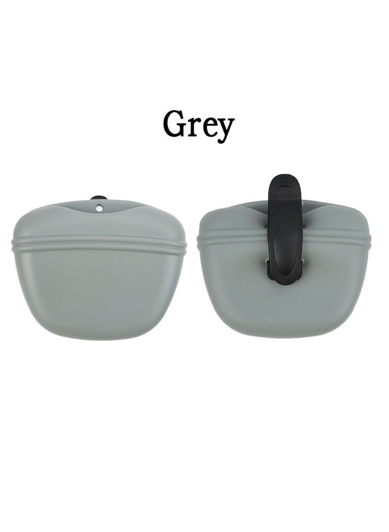AROAQ Treat Bag For Dogs, Lightweight Silicone Dog Training Bag, Eco Friendly Portable Pet Feeding Bag, Easy To Use Puppy Reward Training Pouch With Magnetic Closure And Waist Clip, (Grey, Pack Of 2pcs) - Image 1