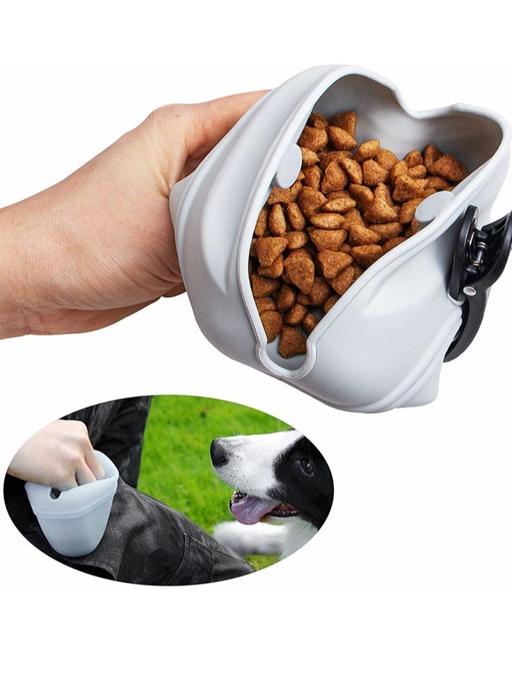 AROAQ Treat Bag For Dogs, Lightweight Silicone Dog Training Bag, Eco Friendly Portable Pet Feeding Bag, Easy To Use Puppy Reward Training Pouch With Magnetic Closure And Waist Clip, (Grey, Pack Of 2pcs) - Image 3