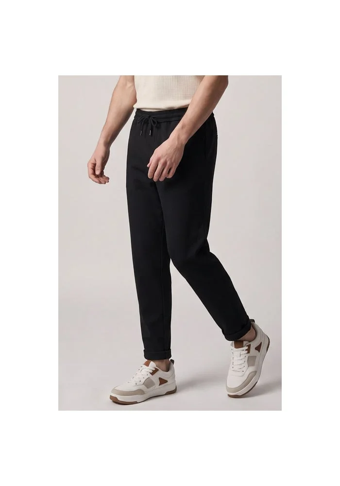 Textured Slim Fit Pants with Drawstring Waist