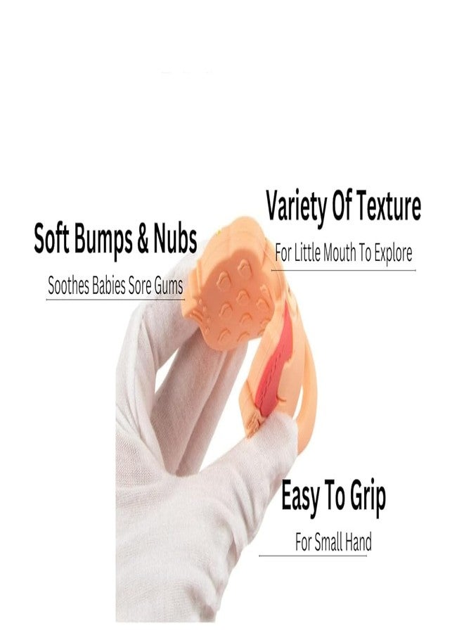 Rukan Teether 0 to 6 Months Baby Toys Multi Textured Soft Newborn Chew Toy for Soothe Gums, Perfect for 6 to 12 Months BPA Free, Easy to Clean - NO Choke Design Safe Monkey & Hen (Orange) 2-Pack - Image 2